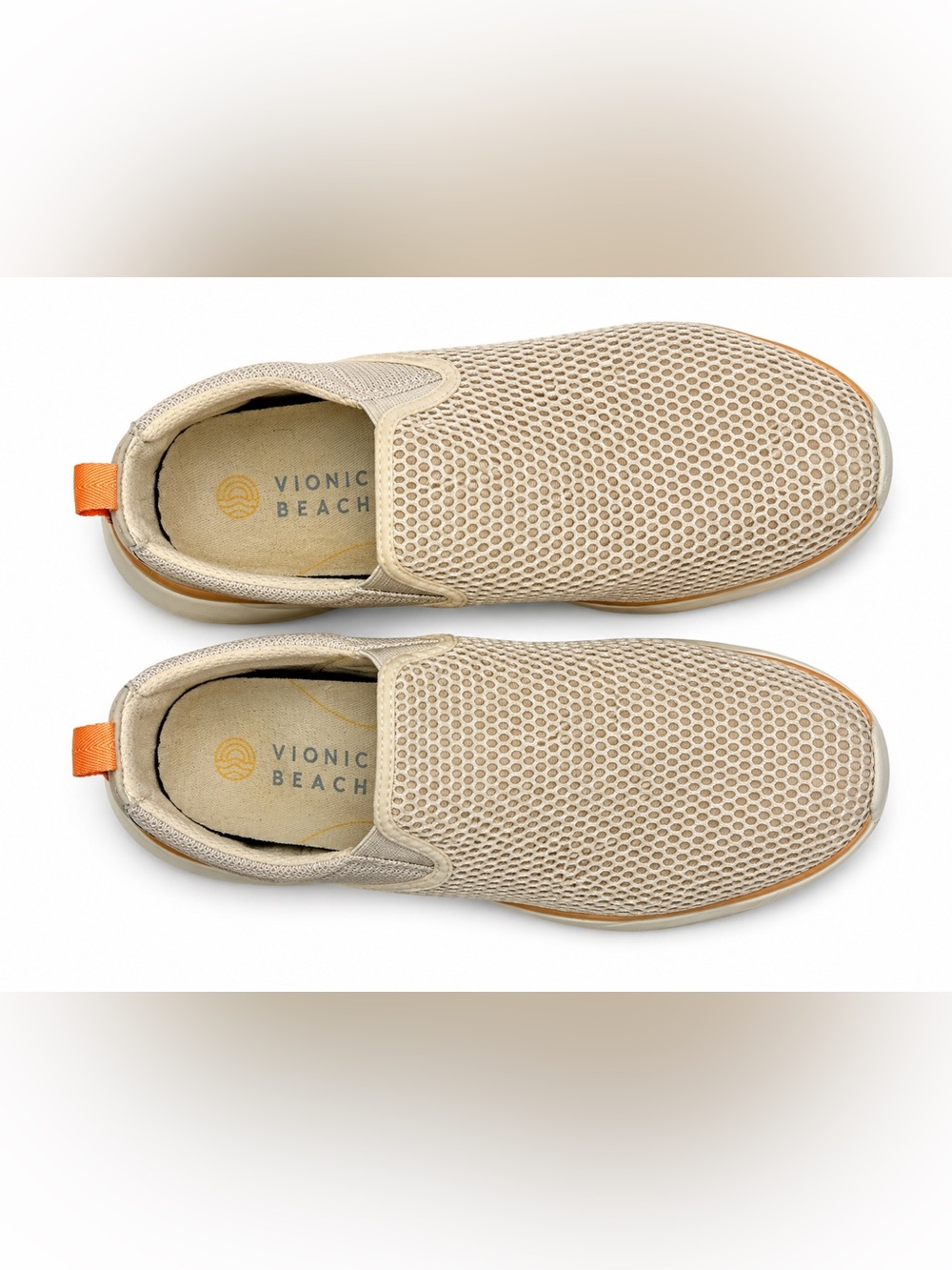 Vionic Zeta Slip On Mesh Walking Shoes Beige Orange Women’s Size 8 Wide